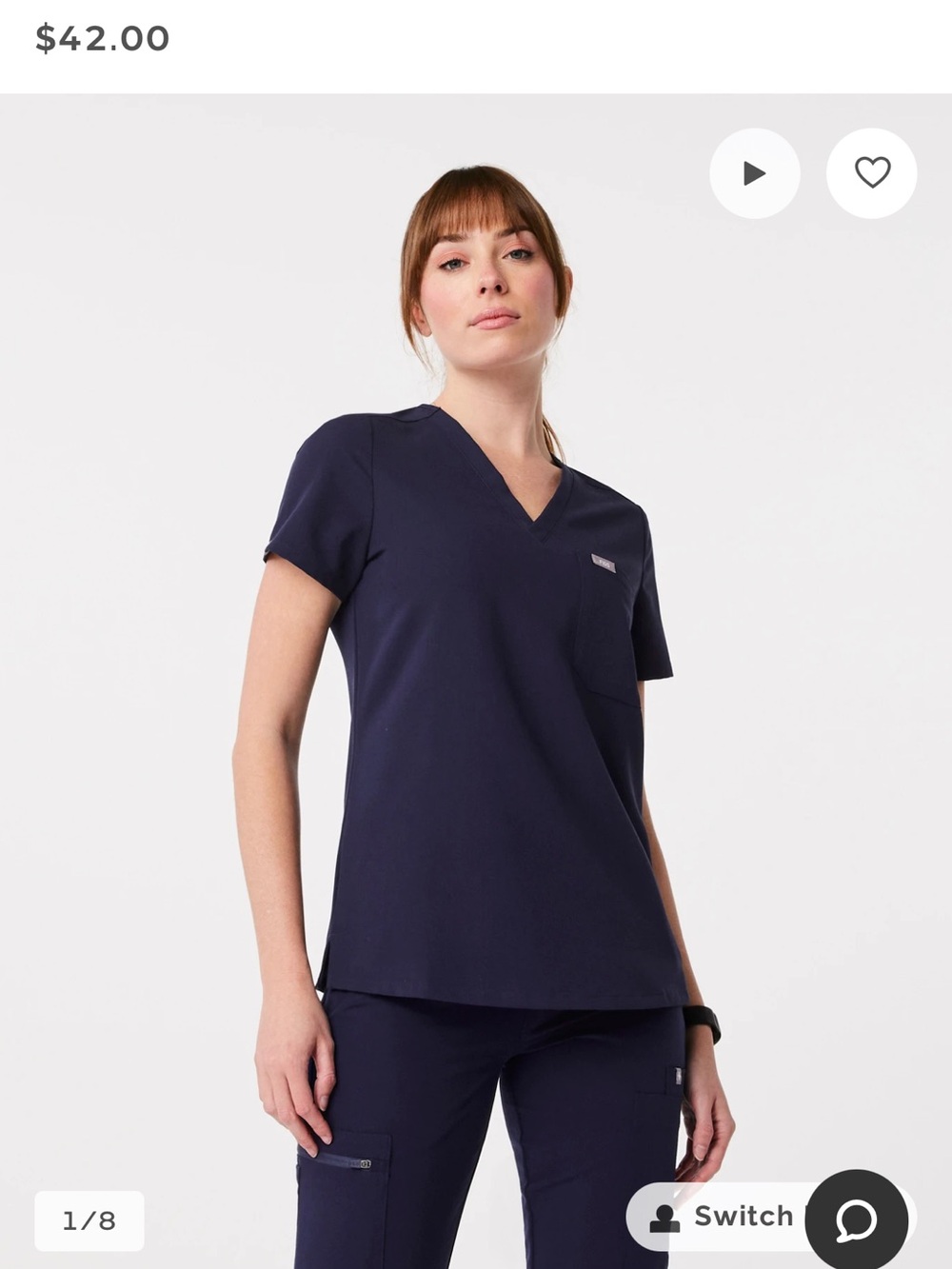 Navy Figs Catarina Scrub Top Size Small